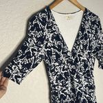 BODEN Ruched Waist Jersey Midi Dress French Navy Blue Tulip Terrace Wrap Preppy Size 2 Photo 5