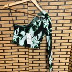 ZARA  Navy And Green One Shoulder Crop Top‎ Size Small Photo 1