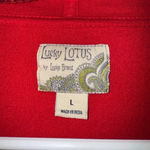 Lucky Brand  women’s Lucky Lotus Knit Open Red Cardigan Sweater size Large‎ Photo 3
