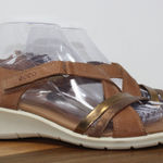 ECCO Womens Felicia Leather Wedge Sandals Brown‎ Bronze Adjustable Strap Size 7 Brown Photo 0