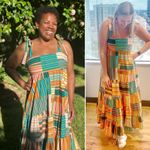 ALÉMAIS Sloane Tiered Midi Patchwork Dress Size 4 US (8 AU) Orange Photo 15