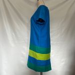 Papell 100% Silk Shift Womens Dress Sz 4P Artsy Bright Colorblock 60s Inspired Blue Photo 2