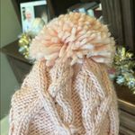 Faded Glory Pink Cable Knit Crochet Winter Pom Cap New Photo 3
