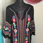 Women’s Cotton Gauze V Neck Side Split Embroidered Summer Vacation Cover Up Red Photo 2