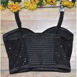 Women’s Madden NYC Black Sequin Bustier Size M Party Night Out Smocked Back Size M Photo 2