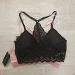Laura Ashley 💕💕 Lace Padded Bralettes 2PK Pink & Black Medium M NWT Photo 1