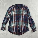 Lucky Brand  Button Up Long Sleeve Shirt Epaulettes Blue Red Womens Size Medium Photo 0