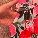 Denim And Co Womens Pullup Pants‎ Size XL Beach Sea Floral Print Cotton Wide Leg Red Photo 5