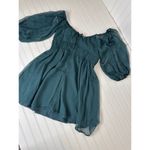 Lulus NWOT  Vivacious Arrival Emerald Chiffon Balloon Sleeve Mini Dress Size M Photo 4