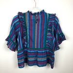 dRA Tabi Top Laurel Stripe Peplum New NWT Ruffles Multi Size XS Photo 2