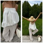 NA-KD NWT Thin Strap Volume Singlet Top Size Large White Bubble Asymmetric Chic Photo 2