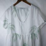 New Look L White Palm Tree Big Ruffle Maxi Dress Photo 0