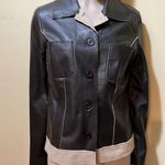 Buttons Women’s  Leather Jacket Photo 1