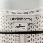 Liz Claiborne  100% Cotton Crochet Open Knit Short Sleeve Sweater White Nautical Photo 7