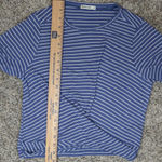 Marine layer Lexi Top Twist Front Blue Striped Ribbed Knit Short Sleeve Size S Photo 4