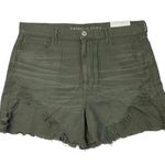 American Eagle New  Highest Rise Mom Shorts Womens 16/33 Green Raw Chewed Hem Photo 0