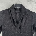 White House | Black Market Top Womens XS Black Metallic Rib Knit Shawl Neck Party Photo 3