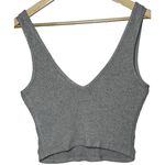 Abercrombie & Fitch  Gray Ribbed Knit V-Neck Sleeveless Tank Top Crop Top Size S Photo 3
