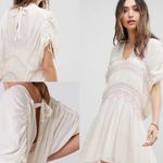 Free People  Anthropologie Adella Smocked Mini Dress Ivory Size Small Photo 2