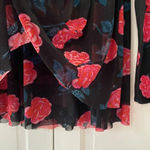 Matilda Jane Winter Blooms Long Sleeve Pink Rose Floral Tulle Overlay Black Top Photo 3