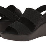 Steven by Steve Madden Black Woven Wedge Sandals Platform Elastic Strap Shoes Size 8.5 Photo 0