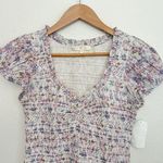 Love Shack Fancy  Floral Smocked Mini Dress Puff Sleeve Asymmetric Ruffle Coquette Photo 6