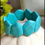 Boho Turquoise Crackle Stone Necklace Set Blue Photo 4