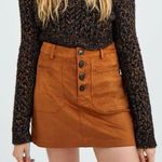 ZARA NEW NWT TRAFALUC TRF Faux Suede Mini Skirt Solid Brown High Waisted Button Photo 0