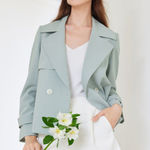 Goelia Womens Mint Green Crop Trench Coat Sz XL US 10 NWT‎ Photo 0