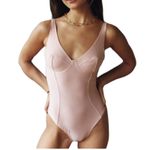 FREE PEOPLE x HAH Underwire Bodysuit Sz M Pink Feminine Retro Fairy Cottage NWT Size M Photo 0
