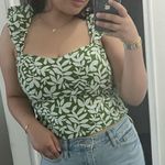 Abercrombie & Fitch Green and White Floral Blouse Photo 4