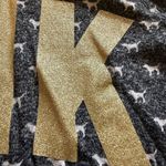 PINK - Victoria's Secret Victoria's Secret Pink Sleepwear Top Gold Glitter Dog Print Women's Size Medium Photo 2