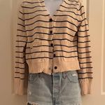 Mod Ref  Striped Beige Cardigan Sweater Photo 0