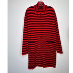 Ann Taylor  Red & Navy Striped Long Knit 1 buttton Coatigans Cardigan Coat Large Photo 14
