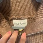 Brown Taupe Ribbed Knit Funnel Neck Sweater Dress Photo 3