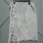 Forever 21 White Crochet Fringe coverup Skirt Photo 0