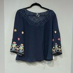 Fig & Flower Anthropologie baby blue embroidery lace‎ blouse size S Blue Photo 4