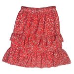 Ann Taylor New Tiered Maxi Skirt Red Floral Size L Large Elastic Waist Photo 0