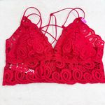 PINK - Victoria's Secret  CROCHET LACE‎ Red Bra BRALETTE SIZE L Photo 2