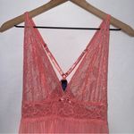 Lace‎ Mesh Halter Babydoll Chemise Slip Peachy Pink Lingerie Size L Photo 5