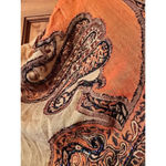 Vintage XL Cotton Scarf Sparkle beading and fur ball accents Bohemian Boho chic Brown Photo 8