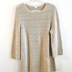 J.Jill Sweater Tan Herringbone Knit Round Neck 3/4-7/8 Sleeves Sz L EUC Neutral Photo 0