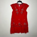 Knox Rose  red mini dress‎ with embroidery details v-neck size medium Photo 1