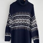 Barbour Dress Womens 10 Wool Fair Isle Patrisse Turtleneck Midi Tuckernuck Navy Photo 3