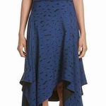 Proenza Schouler  Asymmetric Midi Dress Blue Leopard Print Silk Crepe‎ Size 2 Photo 0