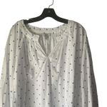 Croft & Barrow  Women's Plus Size 3X Swiss Dot‎ White Blue Blouse Photo 2