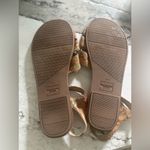 Toms  Size 9 Zoe Cork Paint Splattered Flat Sandals Multi Color Ankle Strap Photo 2