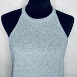 fab'rik Fab’rik Blue Heathered Sleeveless Sweater Sz M Fringe Hem Lightweight Halter NWT Photo 1
