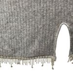 ZARA  Gray Rib Knit Jeweled Rhinestone Fringe Long Sleeve Mini Bodycon Dress Sz M Photo 2