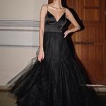 Hutch NWT  Anthropologie Lucia V-Neck Tulle Maxi Black Dress Size 6 Photo 3